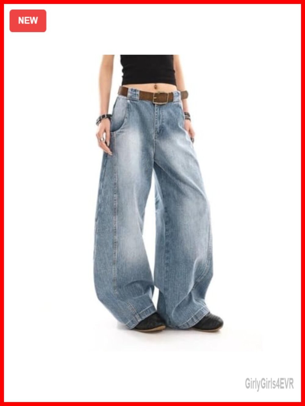 Baggy Barrel Jeans High Rise Wide Leg Oversized Denim Pants